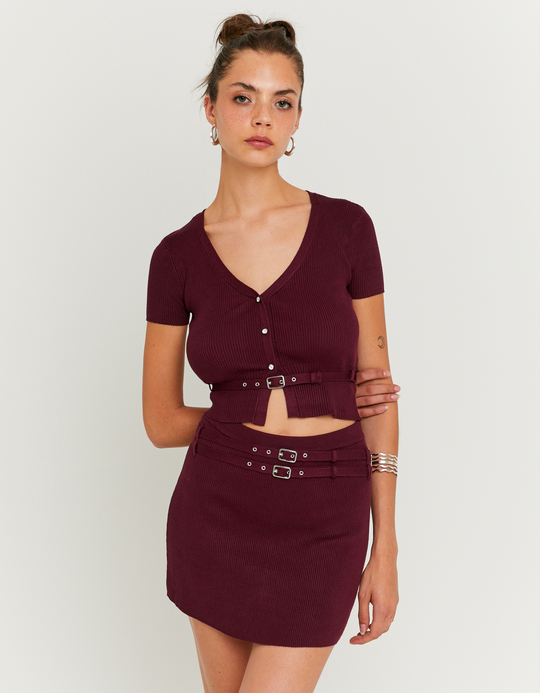 TALLY WEiJL, Burgundy Knitted Cardigan for Women