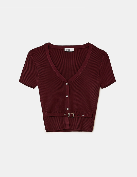 TALLY WEiJL, Burgundy Knitted Cardigan for Women