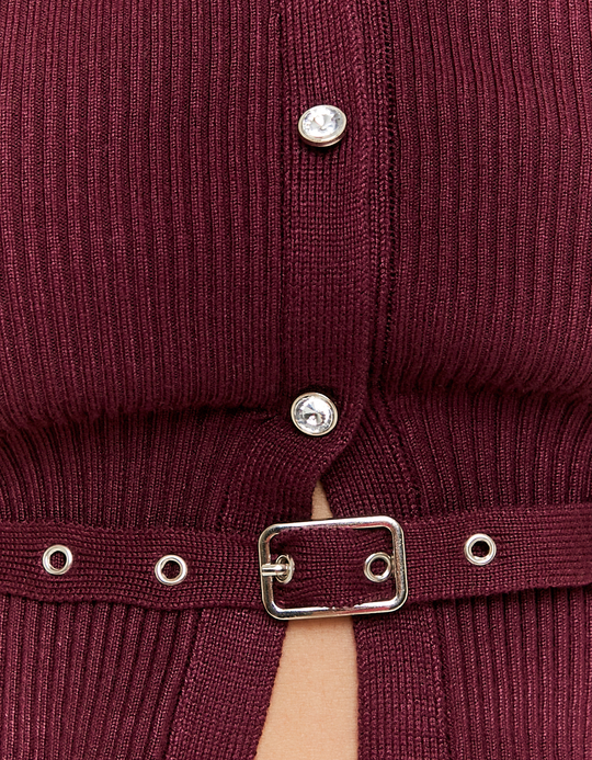 TALLY WEiJL, Burgundy Knitted Cardigan for Women