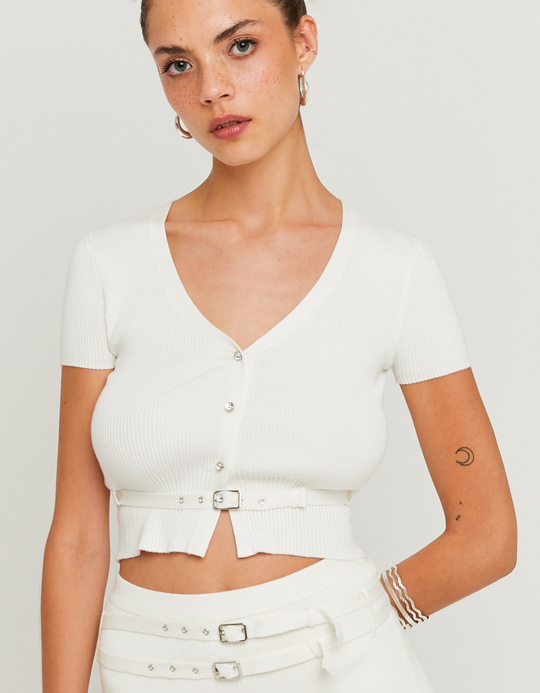 TALLY WEiJL, White Knitted Cardigan for Women