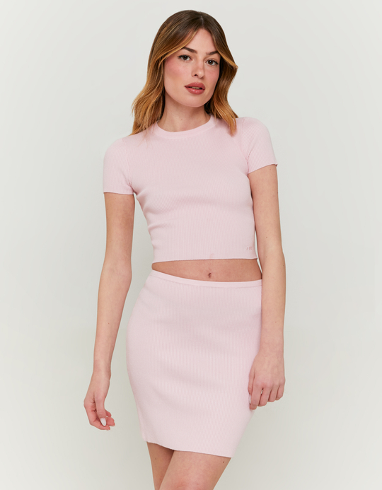 TALLY WEiJL, Pink Knitted Top with Heart Shaped Cut Out for Women