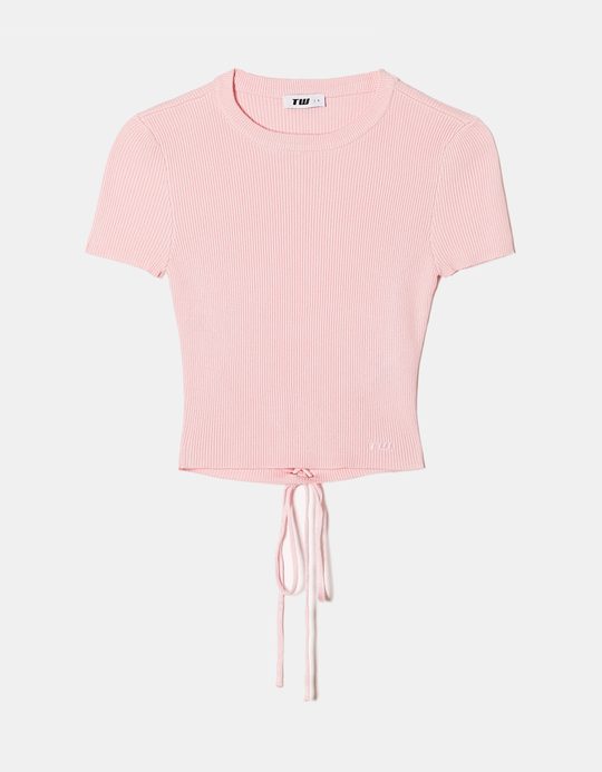 TALLY WEiJL, Pink Knitted Top with Heart Shaped Cut Out for Women
