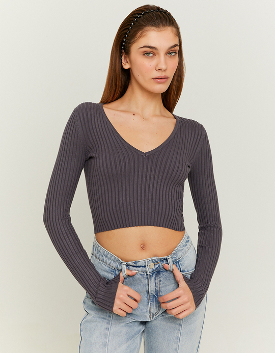TALLY WEiJL, Grey Cropped Jumper for Women