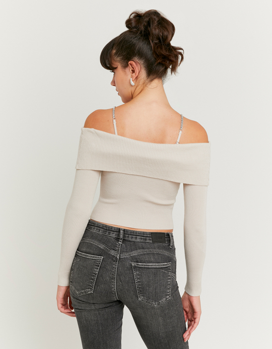TALLY WEiJL, Beiger Strickpullover mit Strass for Women