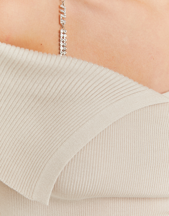 TALLY WEiJL, Beiger Strickpullover mit Strass for Women