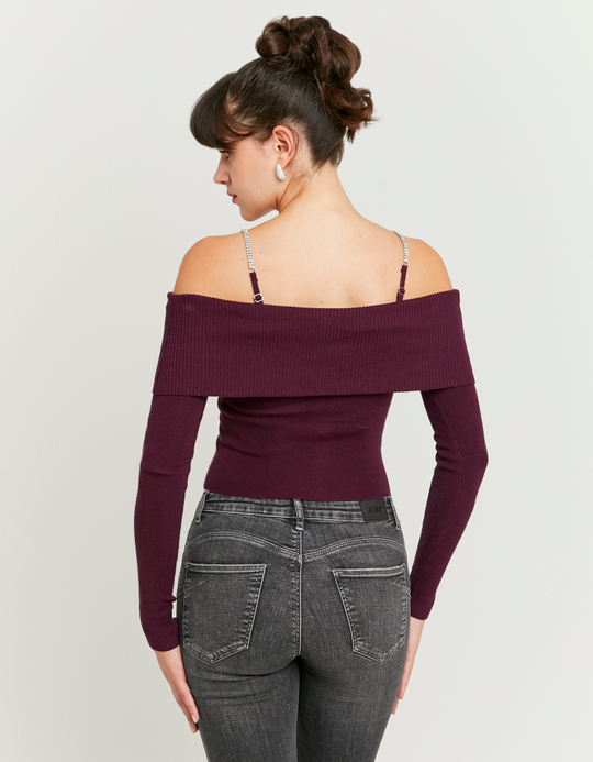 TALLY WEiJL, Maglione Borgogna in Maglia con Strass for Women