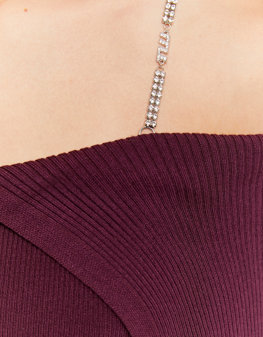 TALLY WEiJL, Maglione Borgogna in Maglia con Strass for Women