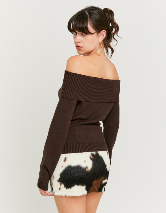 TALLY WEiJL, Brown Off Shoulder Jumper for Women