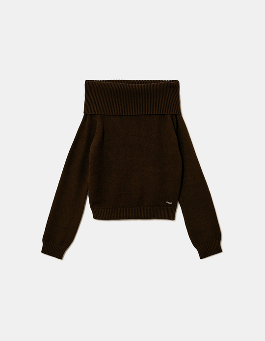 TALLY WEiJL, Brown Off Shoulder Jumper for Women