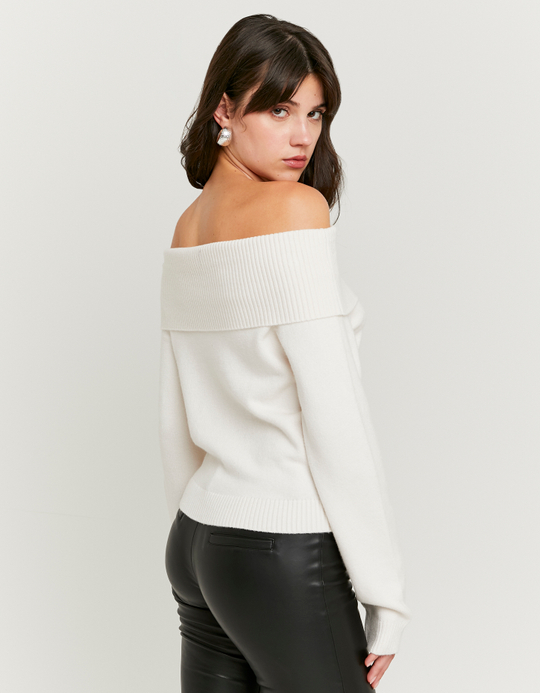TALLY WEiJL, Πουλόβερ Off Shoulder Λευκό for Women