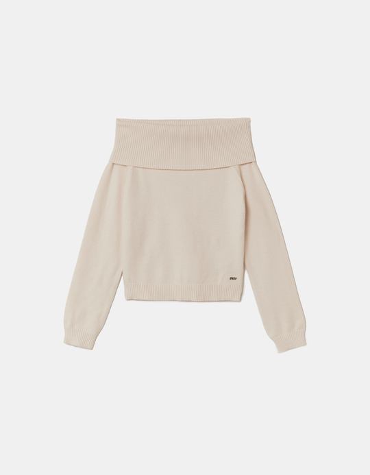 TALLY WEiJL, Πουλόβερ Off Shoulder Λευκό for Women