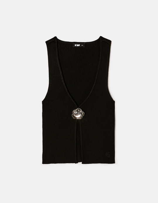 TALLY WEiJL, Black Knitted Open Top for Women