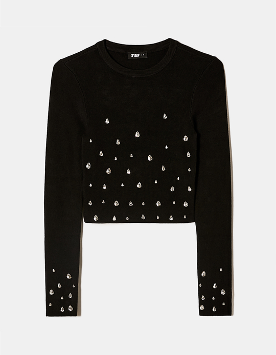 TALLY WEiJL, Schwarzer Pullover mit Strass for Women