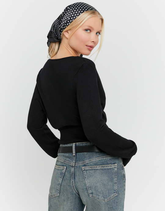 TALLY WEiJL, Black Wrap Knit Jumper for Women