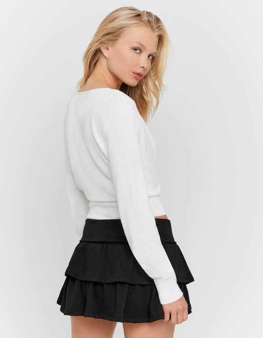 TALLY WEiJL, White Wrap Knit Jumper for Women