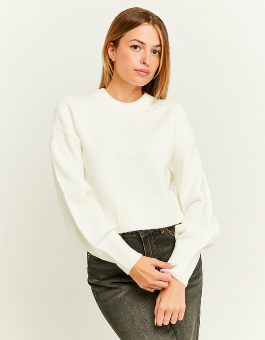 TALLY WEiJL, White Cropped Basic Jumper for Women