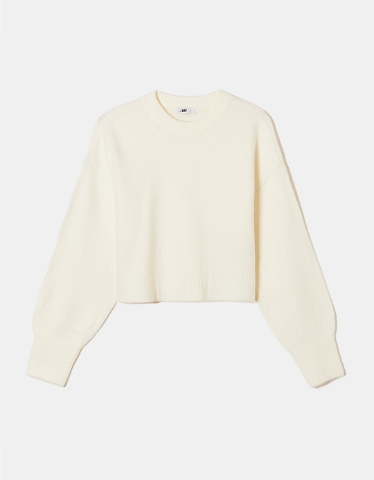 TALLY WEiJL, White Cropped Basic Jumper for Women