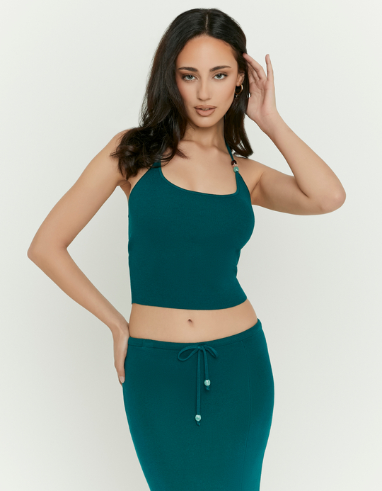 TALLY WEiJL, Grünes Crop Top mit Halterneck for Women