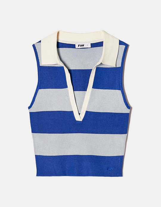 TALLY WEiJL, Top Rayé en Maille Col Polo for Women