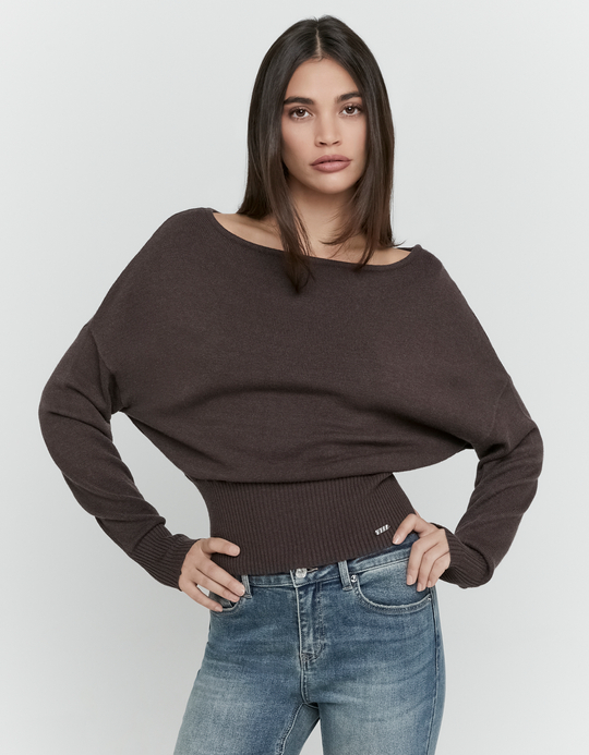 TALLY WEiJL, Pull Basique en Maille Marron for Women