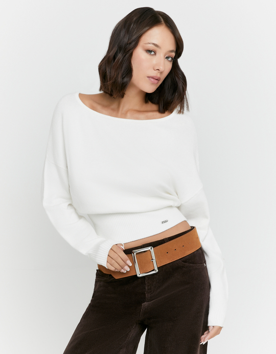 TALLY WEiJL, White Basic Knit Jumper for Women