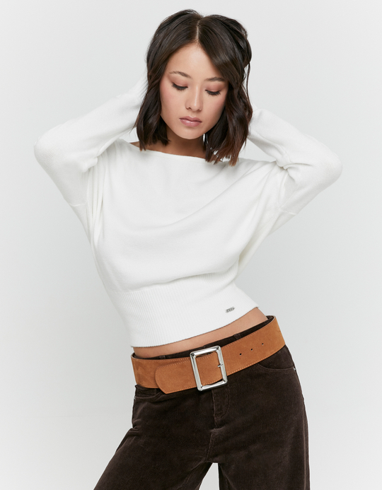 TALLY WEiJL, White Basic Knit Jumper for Women