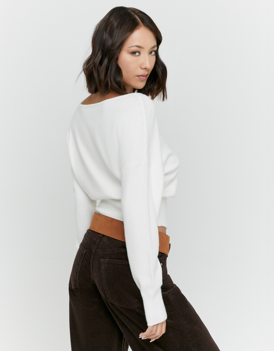 TALLY WEiJL, White Basic Knit Jumper for Women
