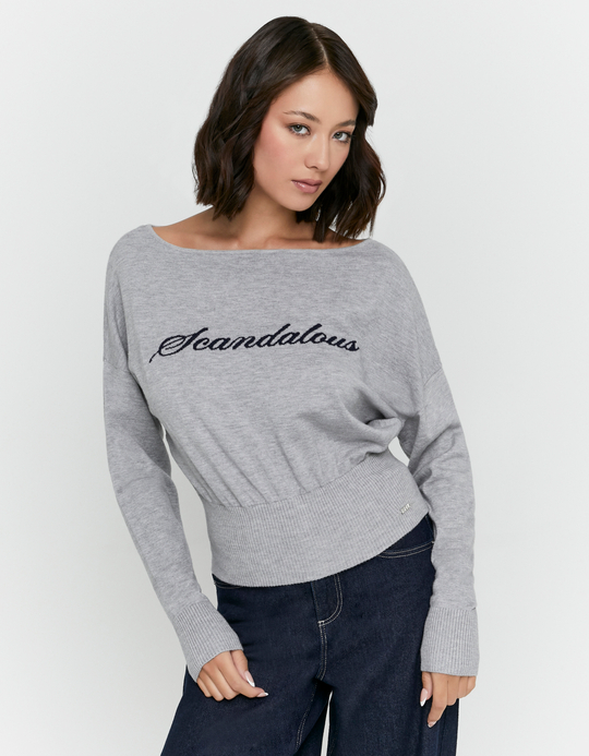TALLY WEiJL, Grey Embroidered Knit Jumper for Women