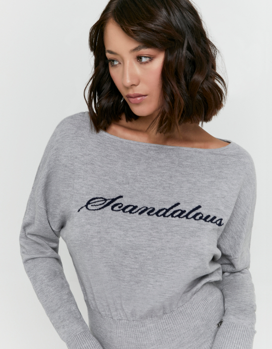 TALLY WEiJL, Grey Embroidered Knit Jumper for Women
