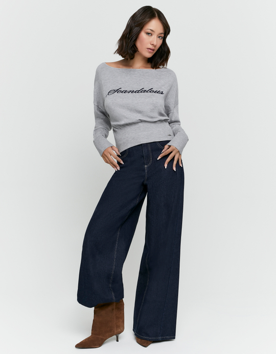 TALLY WEiJL, Grey Embroidered Knit Jumper for Women