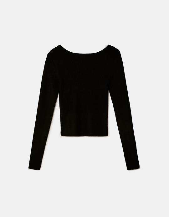 TALLY WEiJL, Black Knitted Jumper With Strass Chain for Women