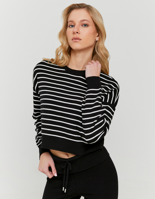 TALLY WEiJL, Black and White Striped Knit Jumper for Women
