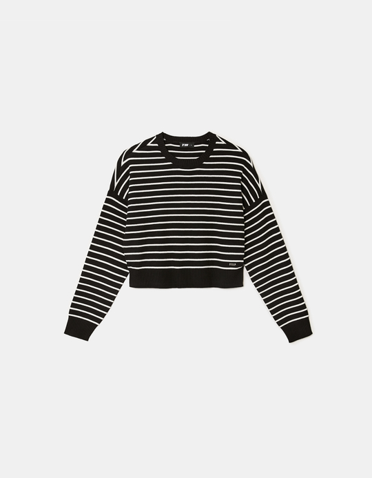 TALLY WEiJL, Black and White Striped Knit Jumper for Women