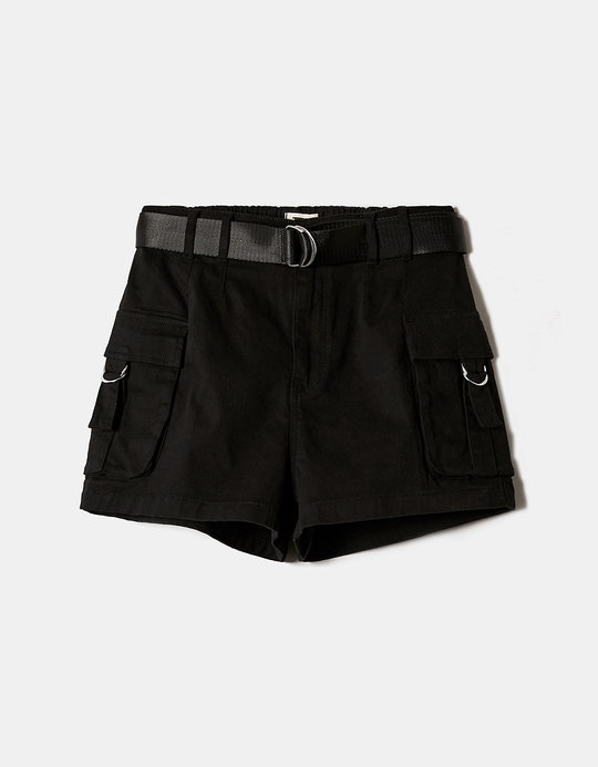 TALLY WEiJL, Short Cargo Noir Taille Haute for Women