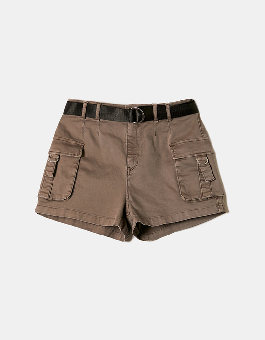 TALLY WEiJL, Brown High Waist Cargo Shorts for Women