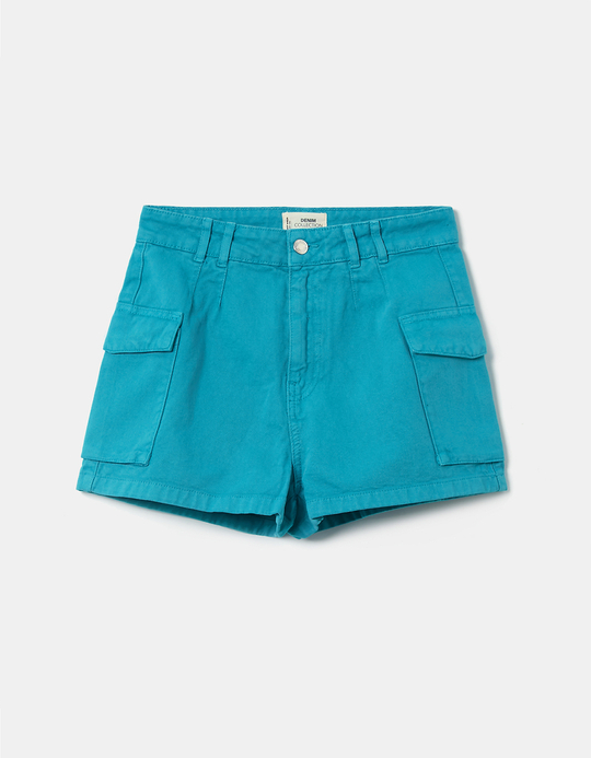 TALLY WEiJL, Blaue High Waist Cargo Shorts for Women