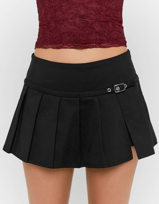 TALLY WEiJL, Schwarzer Plissierter Mini Skort for Women