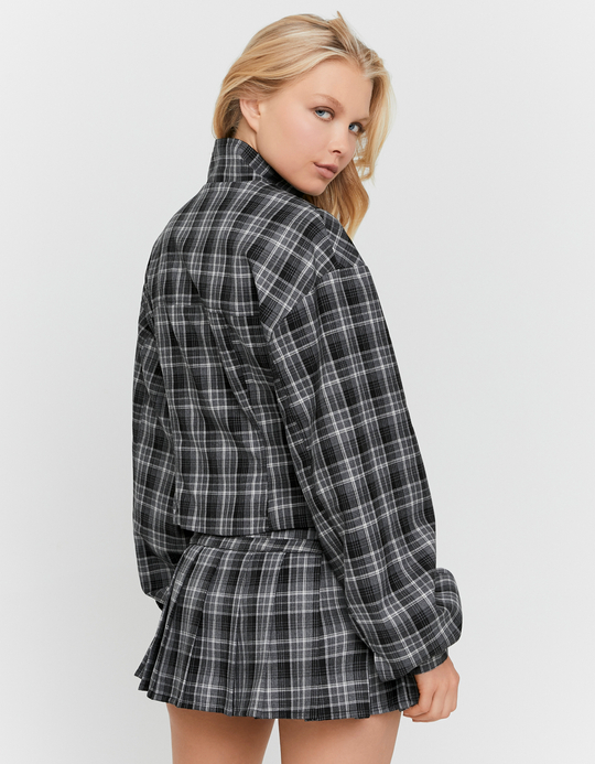 TALLY WEiJL, Grauer Karierter Plissee Mini Skort for Women