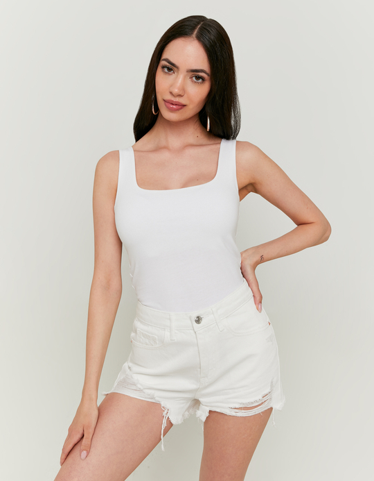 TALLY WEiJL, White High Waist Mom Shorts for Women