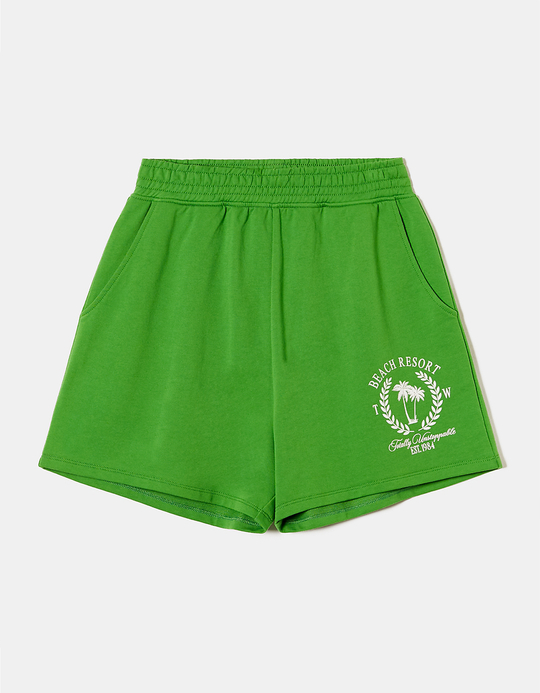 TALLY WEiJL, Grüne Sweat Shorts mit Print for Women