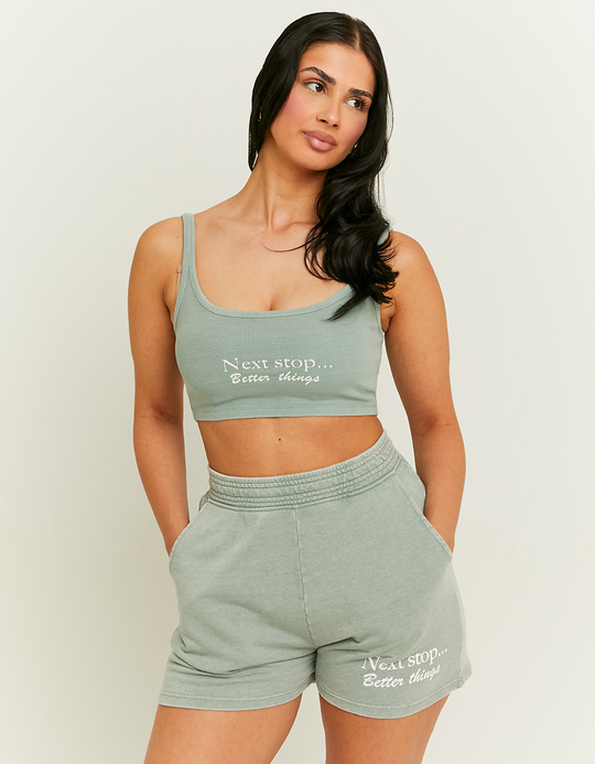 TALLY WEiJL, Khaki Printed Sweat Shorts for Women