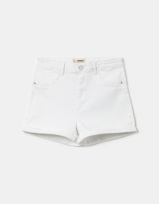 TALLY WEiJL, White High Waist Fitted Shorts for Women