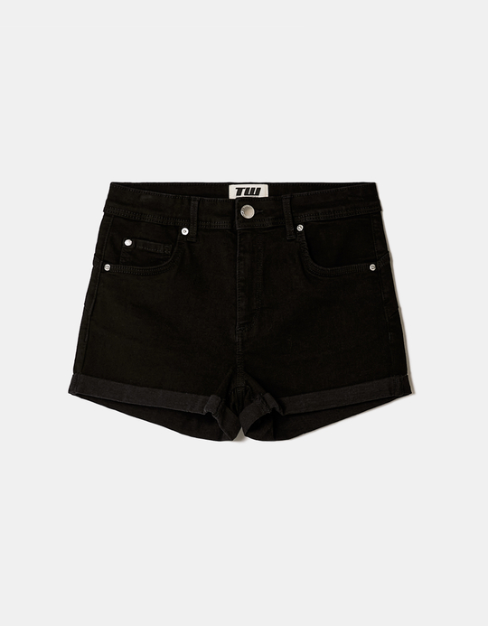 TALLY WEiJL, Black Mid Waist Push-up Shorts for Women