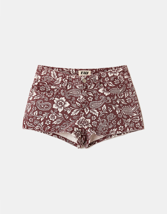 TALLY WEiJL, Mini Shorts Borgogna con Stampa Floreale for Women