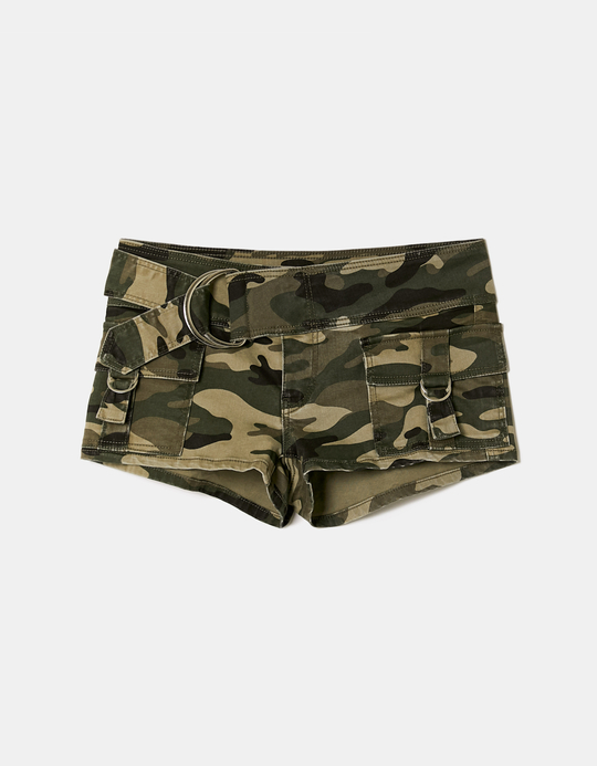 TALLY WEiJL, Camouflage Belted Mini Shorts for Women