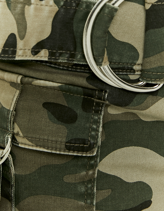 TALLY WEiJL, Camouflage Belted Mini Shorts for Women
