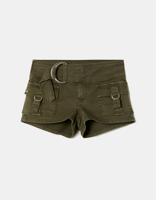 TALLY WEiJL, Khaki Belted Mini Shorts for Women