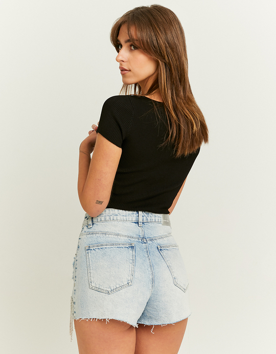 TALLY WEiJL, High Waist Mom Shorts mit Strass for Women
