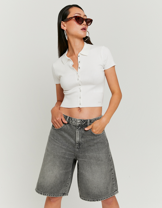 TALLY WEiJL, High-Waist wide Bermuda-Shorts for Women