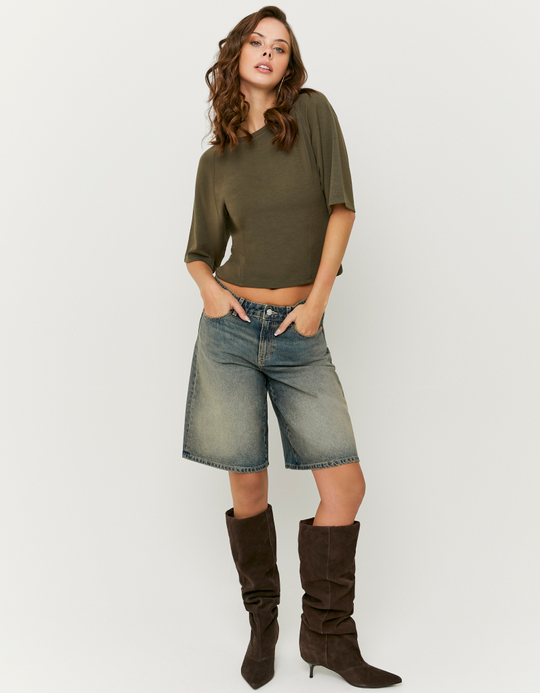 TALLY WEiJL, Short Bermuda Large Taille Mi-Haute Bleu for Women